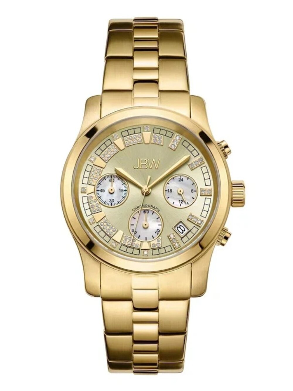 JBW Alessandra JB-6217-E Gold Tone Diamond Chronograph Womens Watch 38mm